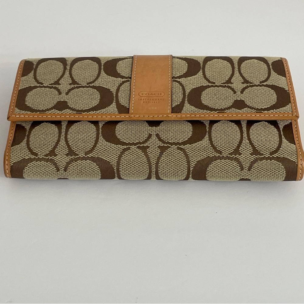 Coach Vintage Hamptons Signature Long Wallet Khaki Tan - Picture 5 of 10